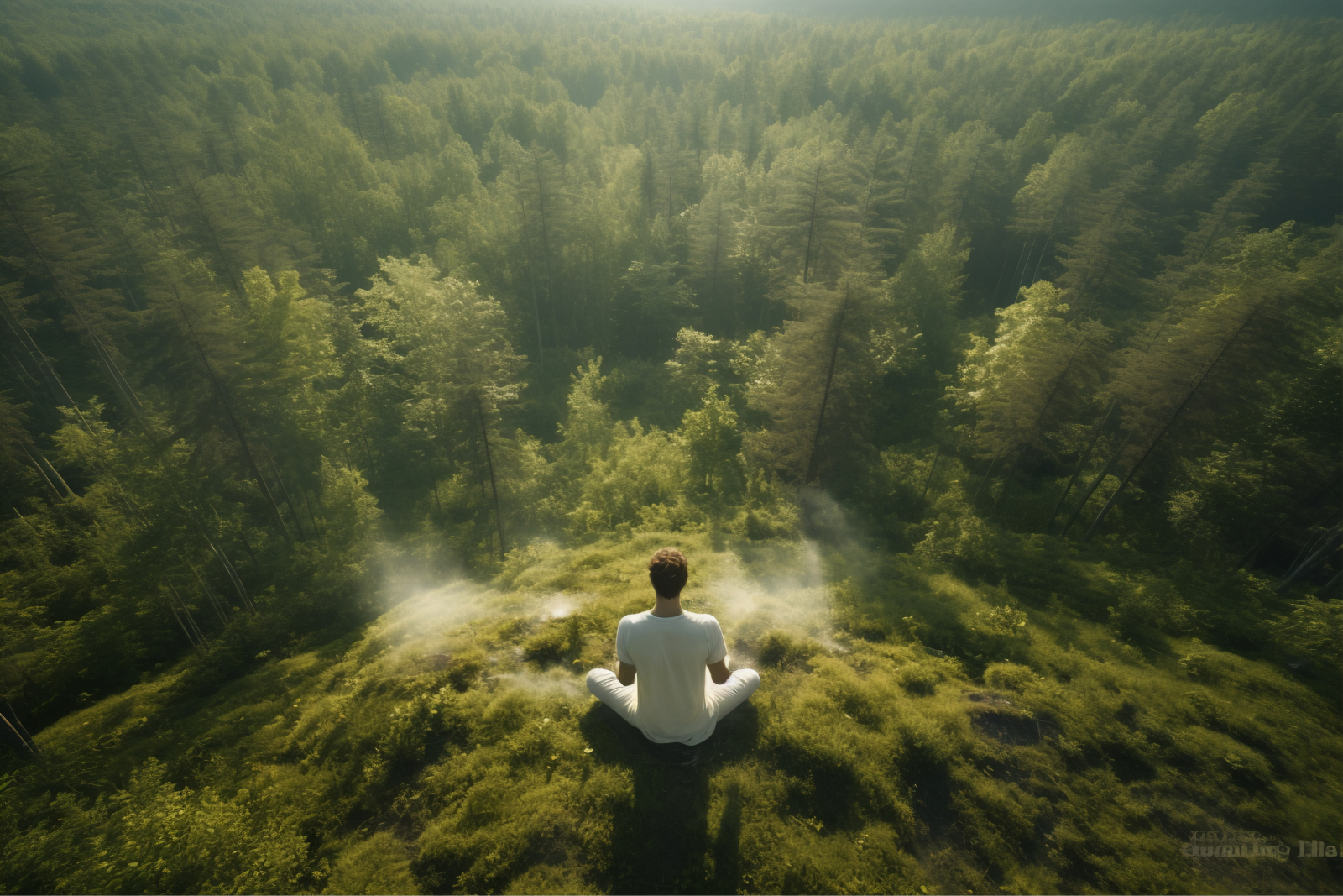 Morning meditation outdoors, daily Ayurvedic rhythm in practice