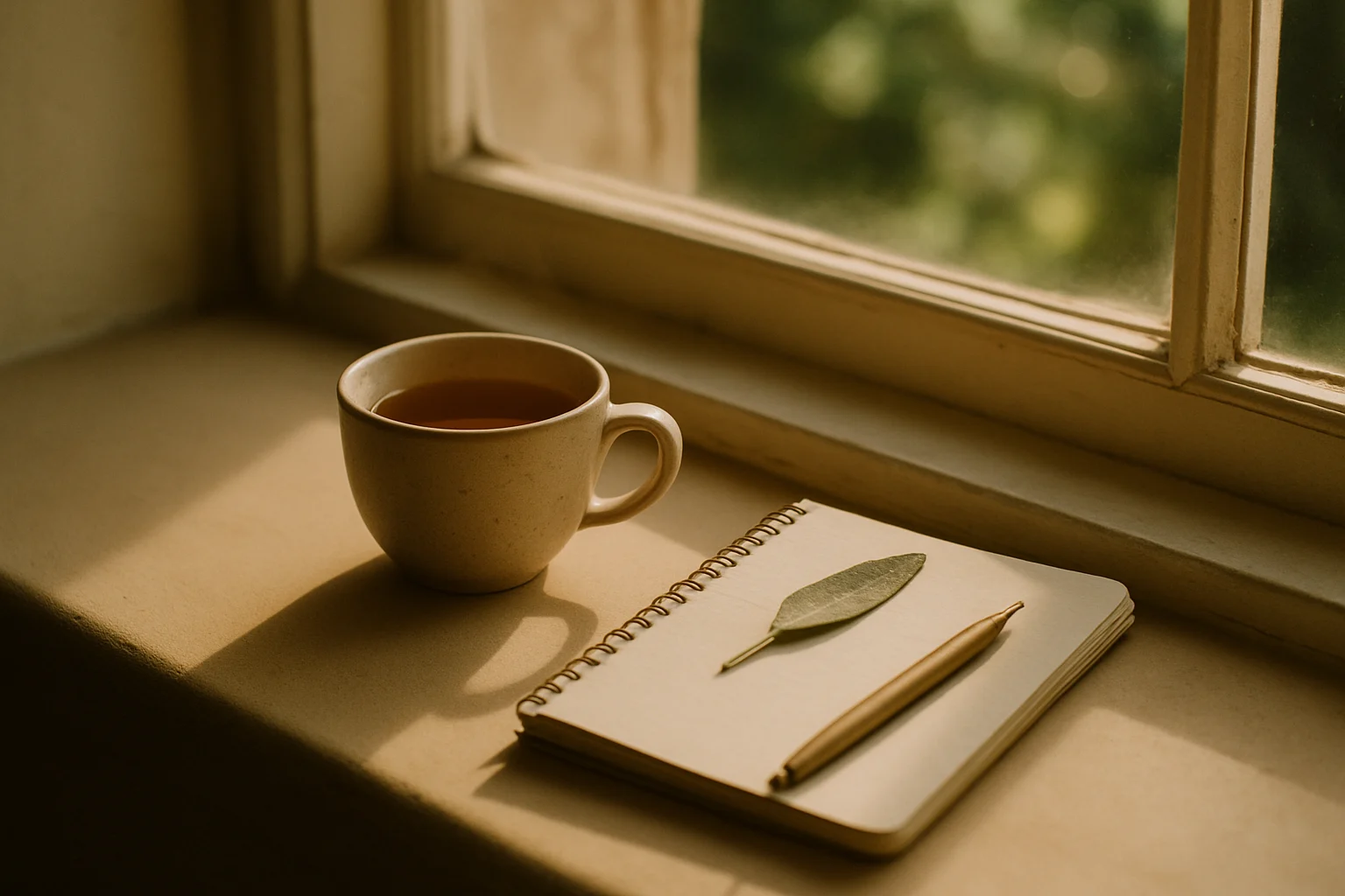 Quiet morning tea on a windowsill, the slow practice that compounds