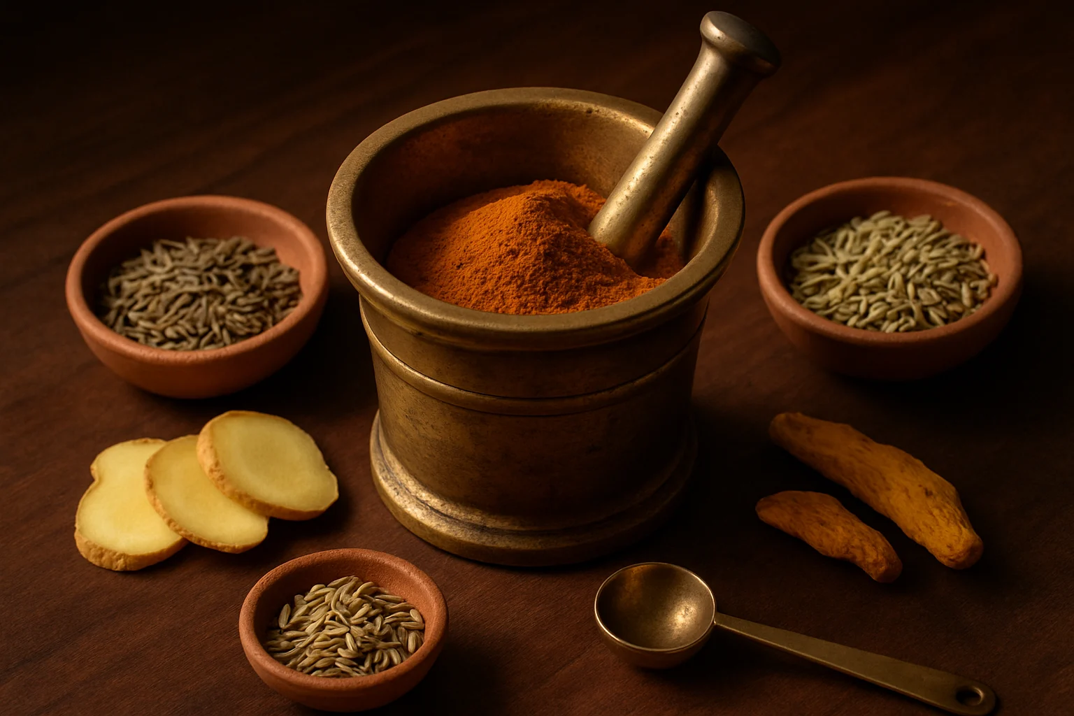 The four-herb layer, triphala, ginger, cumin, fennel, Day 9